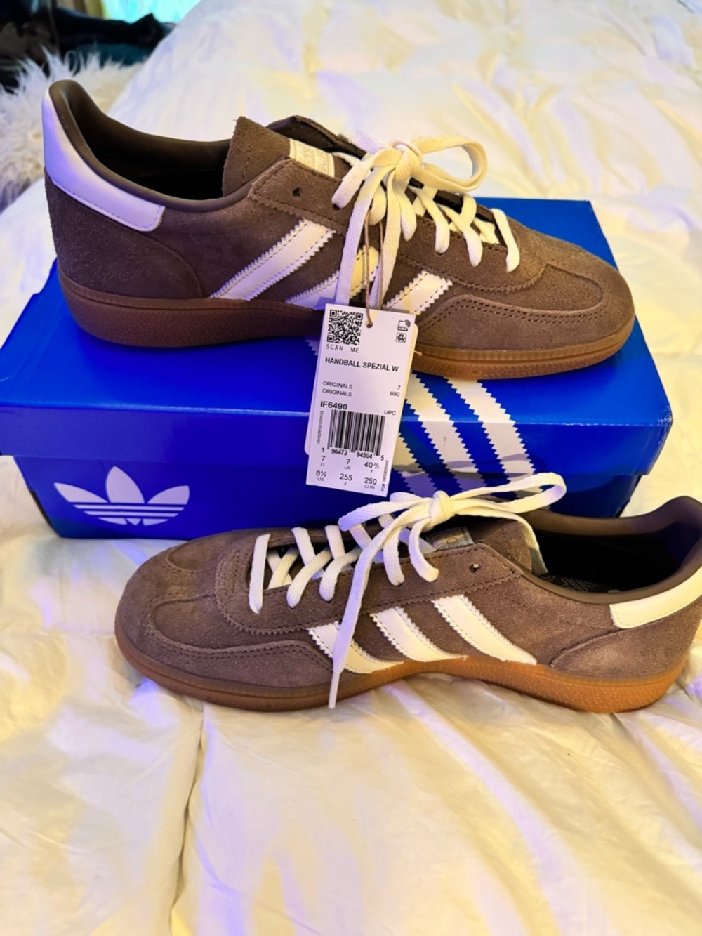 adidas Handball Spezial Suede Sneakers in Brown with White Stripes